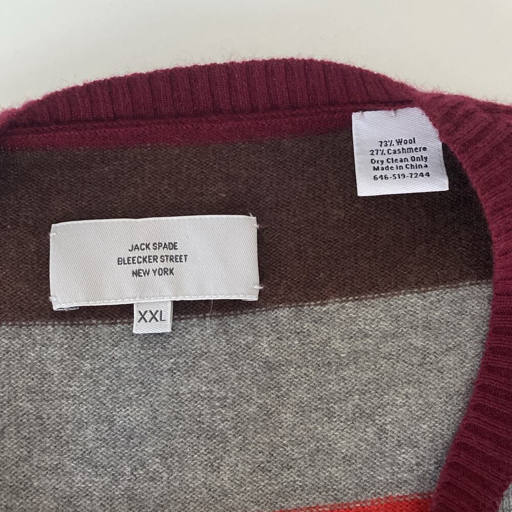 Jack Spade Bleeker Street Cashmere Wool Striped Sweater Men's Pullover XXL - Picture 4 of 4